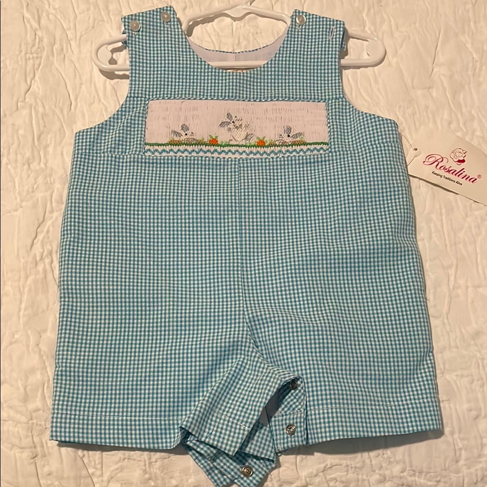 Blue Gingham Baby Romper